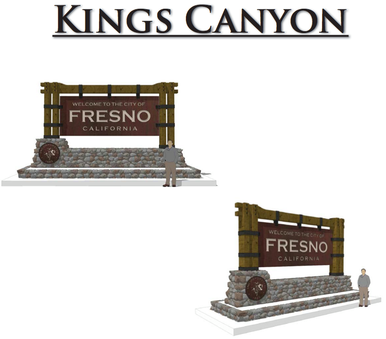Welcome to Fresno greeting sign designed by Darden Architects